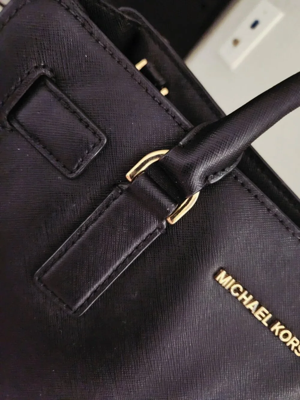 Michael Kors Black Leather Handbag Purse Satchel